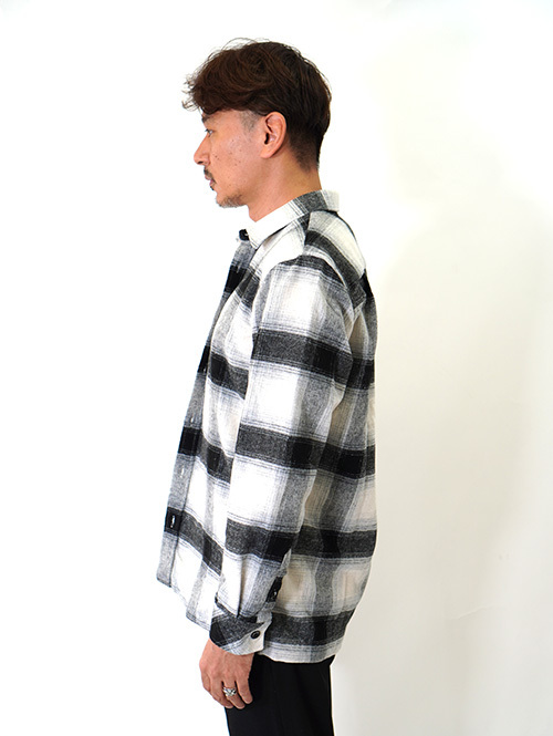 SSEINSE Flannel Ombre Check Shirts Black