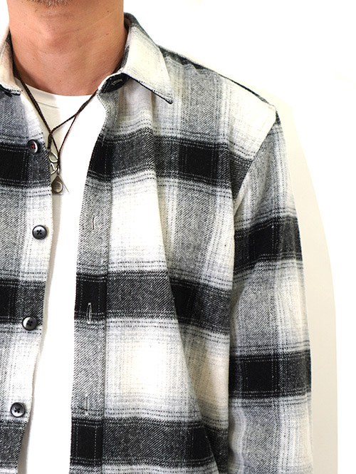 SSEINSE Flannel Ombre Check Shirts Black