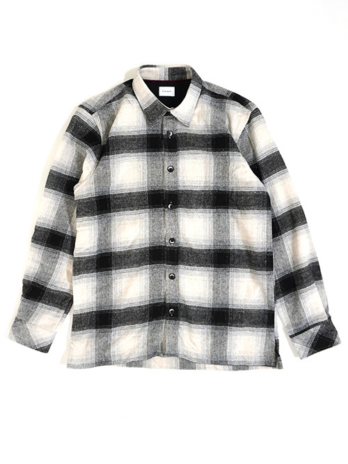 SSEINSE Flannel Ombre Check Shirts Black