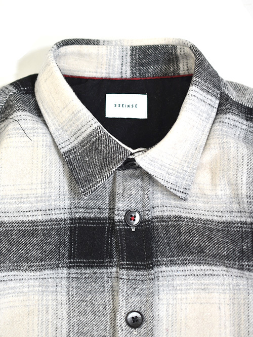 SSEINSE Flannel Ombre Check Shirts Black