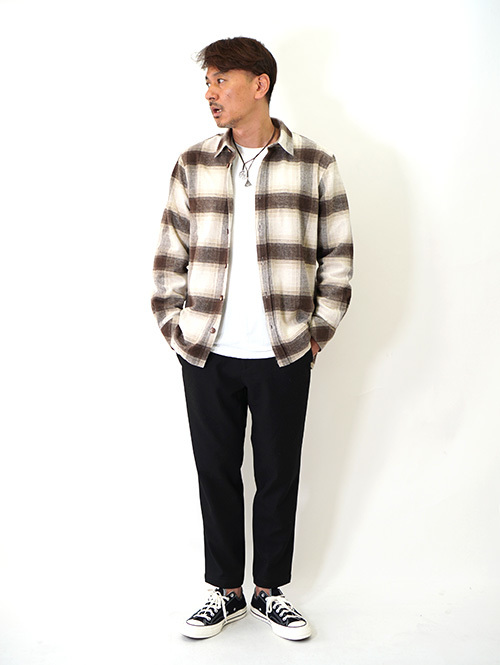 SSEINSE Flannel Ombre Check Shirts Brown