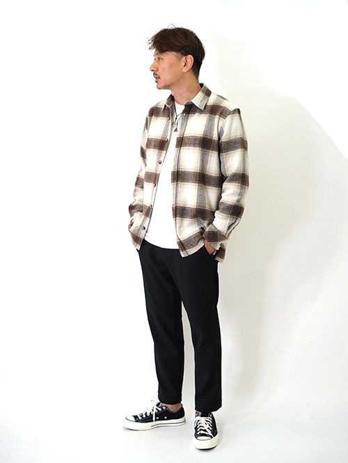 SSEINSE Flannel Ombre Check Shirts Brown