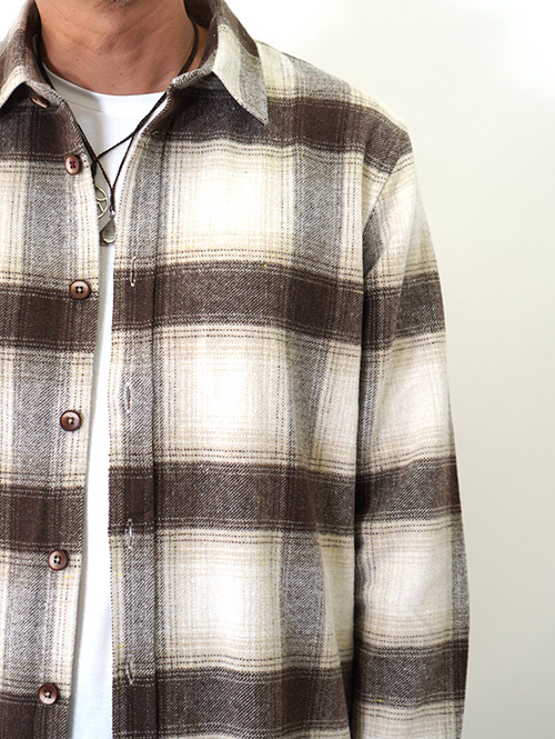 SSEINSE Flannel Ombre Check Shirts Brown