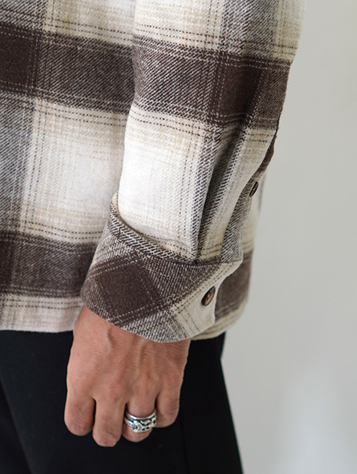 SSEINSE Flannel Ombre Check Shirts Brown