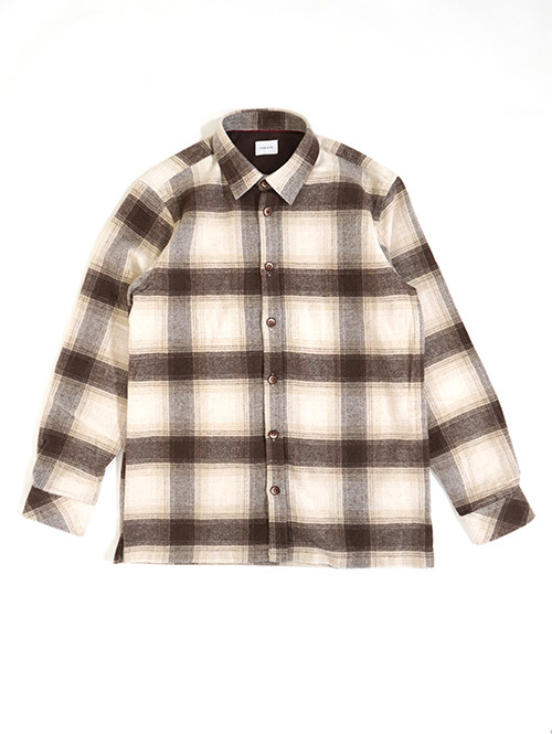 SSEINSE Flannel Ombre Check Shirts Brown