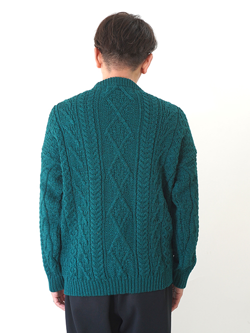 OLD DERBY KNITWEAR Cable Crew Knit - Green