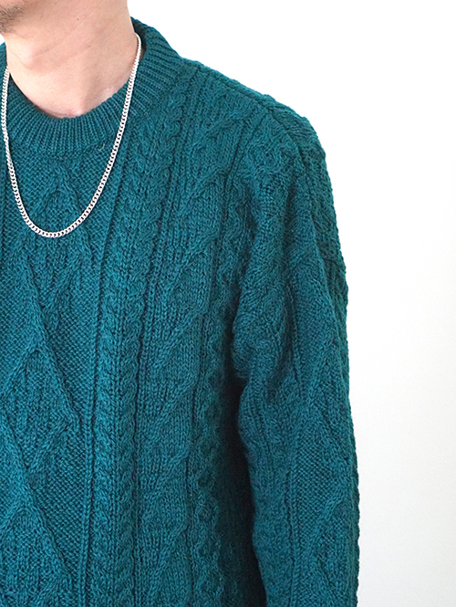 OLD DERBY KNITWEAR Cable Crew Knit - Green