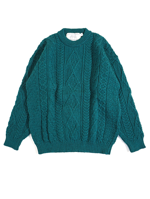 OLD DERBY KNITWEAR Cable Crew Knit - Green