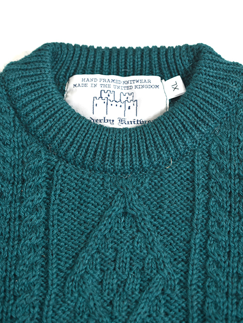 OLD DERBY KNITWEAR Cable Crew Knit - Green