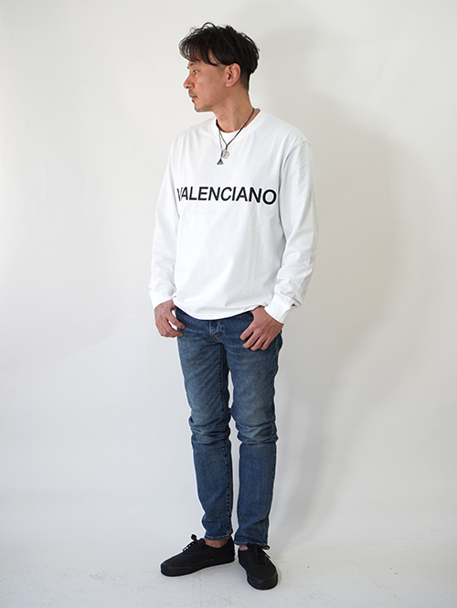 VALENCIANO LOGO Long Sleeve Tee- White