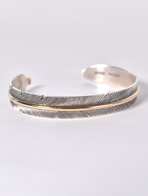 Navajo John Nelson Feather Silver/12K  Bangle