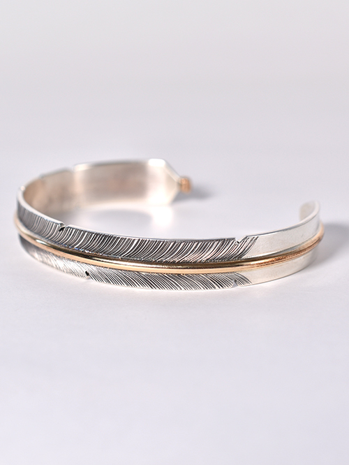 Navajo John Nelson Feather Silver/12K  Bangle