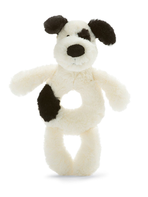 Jellycat Bashful Black & Cream Puppy ｼﾞｪﾘｰｷｬｯﾄ　白黒　犬　いぬ ガラガラ　音の出るおもちゃ　