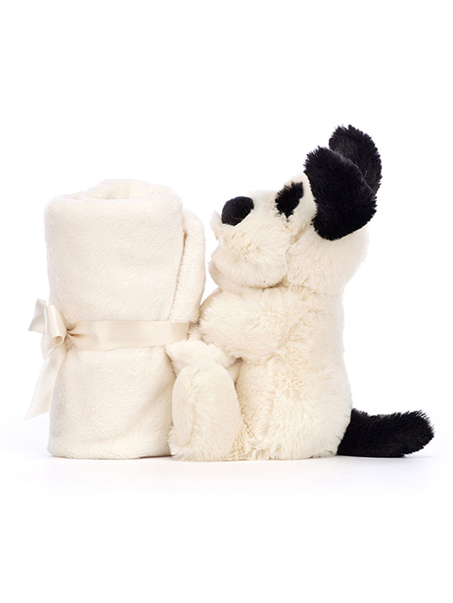 Jellycat Bashful Black & Cream Puppy Soother ｼﾞｪﾘｰｷｬｯﾄ　バシュフル　白黒犬　いぬ　小さな毛布がついた縫いぐるみ　ブランケット付き縫いぐるみ