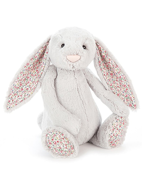 【 Lサイズ/36cm 】Jellycat Blossom SILVER Bunny Large　ｼﾞｪﾘｰｷｬｯﾄ ブロッサム バニー　シルバー　花柄　耳　ウサギ　ぬいぐるみ グレーのうさぎ　