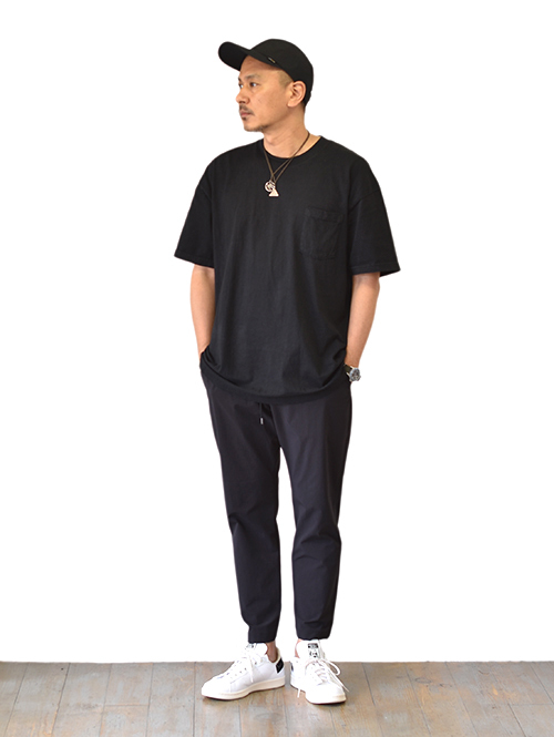 LOS ANGELES APPAREL 6.5oz ヘビーウエイト ポケットTシャツ - Black 再入荷