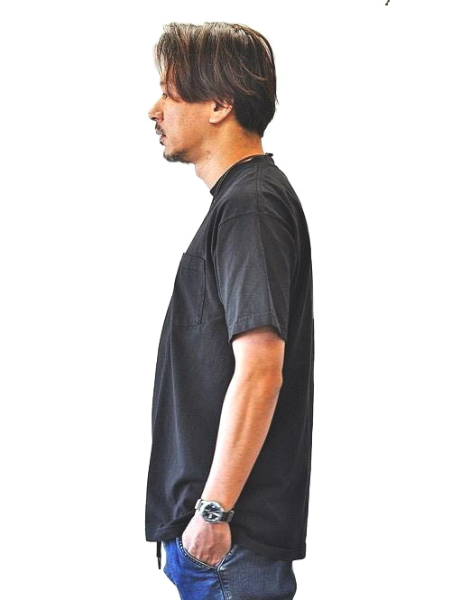 LOS ANGELES APPAREL 6.5oz ヘビーウエイト ポケットTシャツ - Black 再入荷