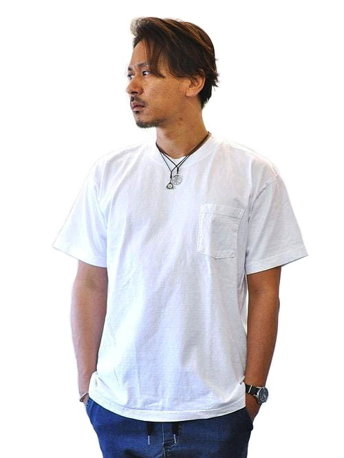 LOS ANGELES APPAREL 6.5oz ヘビーウエイト ポケットTシャツ - White 再入荷