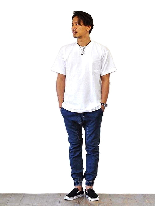 LOS ANGELES APPAREL 6.5oz ヘビーウエイト ポケットTシャツ - White 再入荷