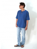 Grab in hollywood Heavy Weight Relax Fit All Cut Tee －Lt. Indigo