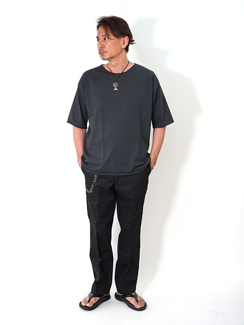 Grab in hollywood Heavy Weight Relax Fit All Cut Tee -Fade Black