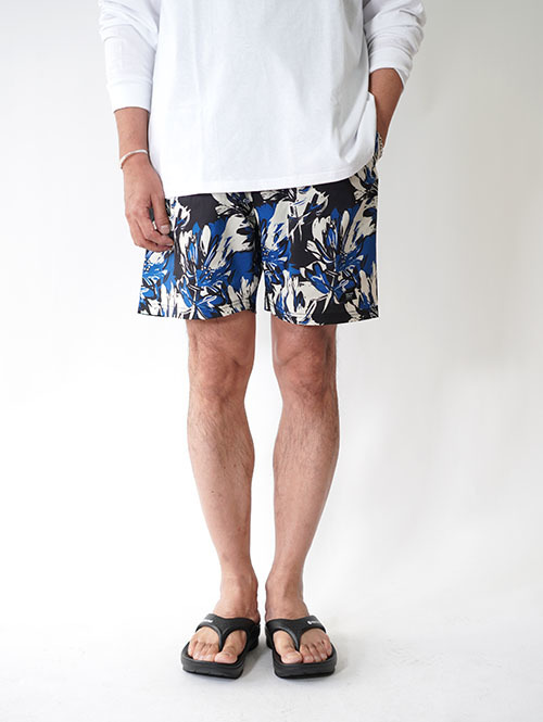 SALVAGE PUBLIC  SWIM SHORT HIBISCUS CAMO - Blue