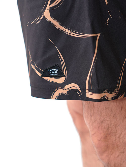 SALVAGE PUBLIC  SWIM SHORT PLUMERIA - Black