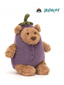 Jellycat Bartholomew Bear Aubergine　ジェリーキャット　ナス　ナスの服を着たクマ　なすのくま　なす　くまのぬいぐるみ