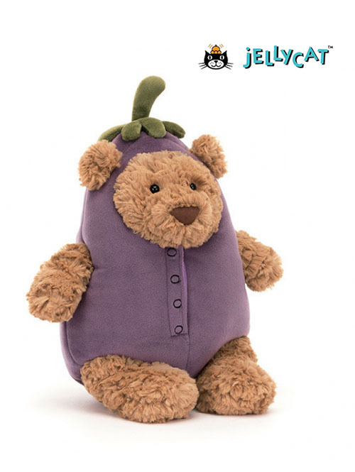 Jellycat Bartholomew Bear Aubergine　ジェリーキャット　ナス　ナスの服を着たクマ　なすのくま　なす　くまのぬいぐるみ