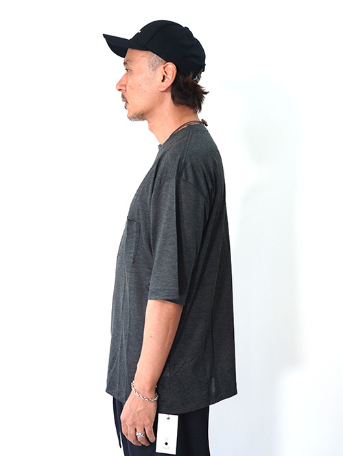 moc T  LYOCELL JERSEY STITCH CREW NECK S/S POCKET TEE - Charcoal