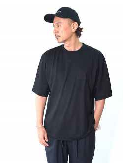 moc T  LYOCELL JERSEY STITCH CREW NECK S/S POCKET TEE - Black