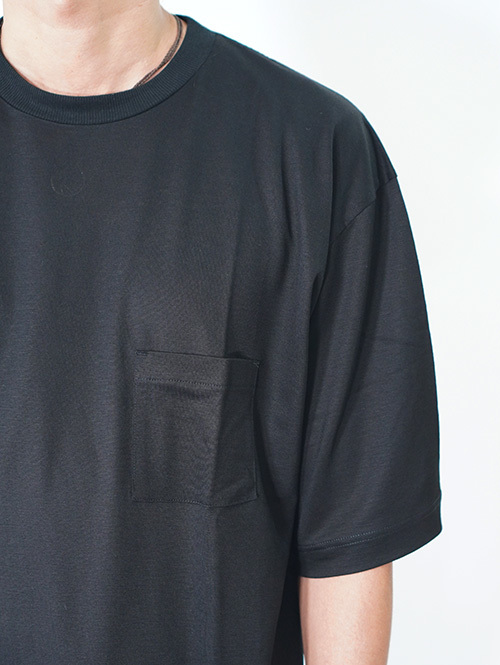 moc T  LYOCELL JERSEY STITCH CREW NECK S/S POCKET TEE - Black