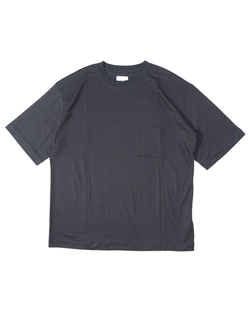 moc T  LYOCELL JERSEY STITCH CREW NECK S/S POCKET TEE - Black