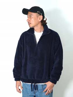 REMI RELIEF シャギーフリースハーフZIPクルー (Navy)