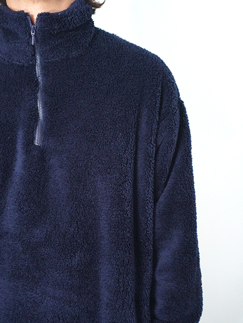 REMI RELIEF シャギーフリースハーフZIPクルー (Navy)