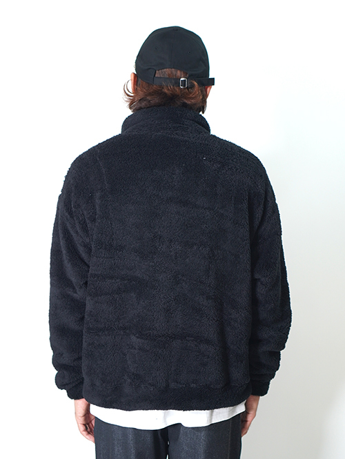 REMI RELIEF シャギーフリースハーフZIPクルー (Black)