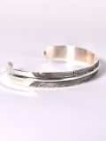 Navajo John Nelson Feather Silver Bangle