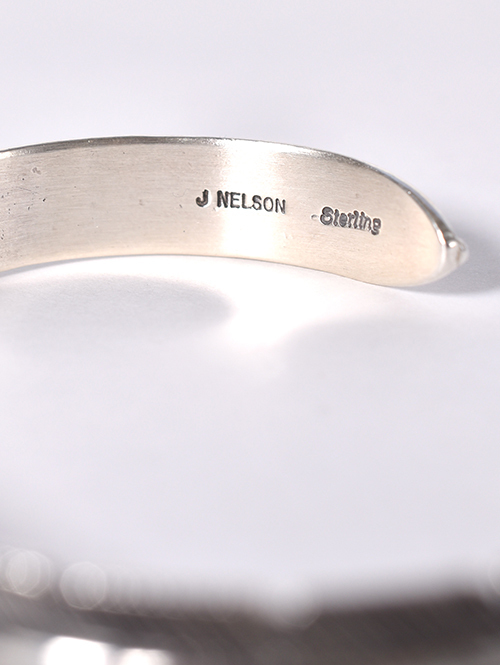 Navajo John Nelson Feather Silver Bangle