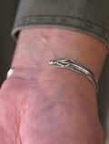 Navajo John Nelson Feather Silver Bangle