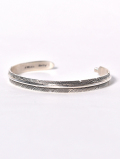 Navajo John Nelson Feather Silver Bangle