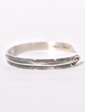 Navajo John Nelson Feather Silver Bangle