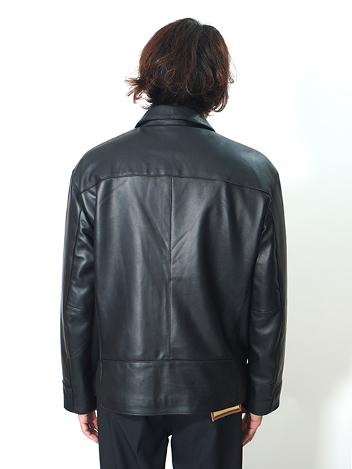 AWESOME LEATHER  Zip Short Leather Jacket