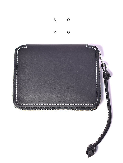 SOPO  ROUND ZIP PURSE - Black