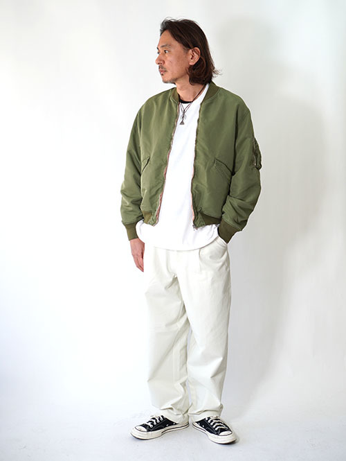 SALUTE HELM  HYPER FIT デニムジャージ ワンタック ワイドパンツ(65004) Off White