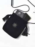 CROSSED ARROWS Suede Leather  Sunburst neck bag 