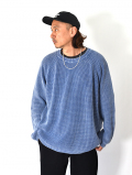 MALIBU FARM パウダーブリーチ加工 ワッフルニットセーター(Blue)