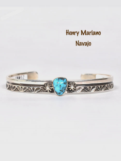 Navajo Henry Mariano Hand Made  Turquoise Bangle 