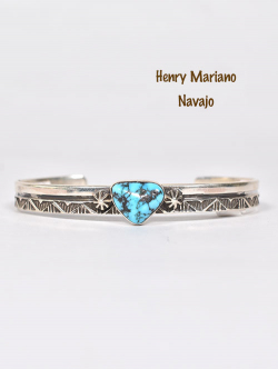 Navajo Henry Mariano Hand Made  Turquoise Bangle 