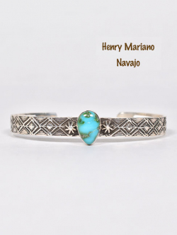 Navajo Henry Mariano Hand Made  Turquoise Bangle 