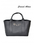 CROSSED ARROWS  フラワースタッズ レザートートバッグ Silver/Black